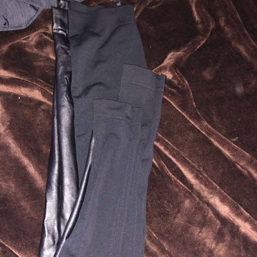 leggings or tights with leather strip down sides